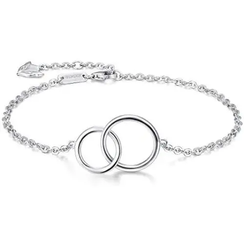 Blingfox 925 Sterling Silver Two Interlocking Infinity Circles Bracelet, Gift for Sister Friend Mother Blingfox 925 Sterling Silver Two Interlocking Infinity Circles Bracelet, Gift for Sister Friend Mother