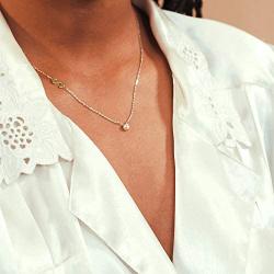 Kaiya -Sideways Initial Letter Pendant Necklace with Swarovski Crystal Cubic Zirconia, 14+2'' Premium Stainless Steel 14K Gold, Silver Plated Dainty Alphabet Initial Swarovski Crystal Choker for Women