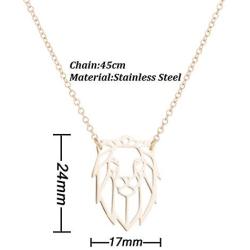 QIAN0813 Geometric Origami Lion Pendant Necklace Hollow Animal Hypoallergenic Jewelry for Women Men