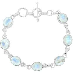 Moonstone Bracelet For Women Mom Wife 925 Silver Overlay Handmade Vintage Style Jewelry