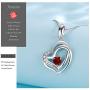 Birthstone Necklaces for Women Sterling Silver Birthstone Cubic Zirconia CZ Heart Pendant Necklace Fashion Jewelry Anniversary Birthday Gifts for Girls Her Mom Wife Daughter Yourself, 16+2 Inches