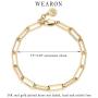 WEARON Dainty Gold Link Chain Bracelet for Women 14K Gold Plated Simple Delicate Cable Link Chain Handmade Minimalist Jewelry Retro Personality Bracelet Adjustable Thin Cuban Link Chain Paperclip