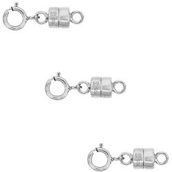 Sterling Silver 4 mm Magnetic Clasp Converter for Light Necklaces USA, Square Edge