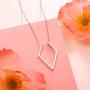 S925 Sterling Silver Jewelry Open Rhombus Pendant Ring Holder Necklace Wedding Engagement Anniversary Infinity Love Gift for Her, Wife, Girlfriend, Fiancee