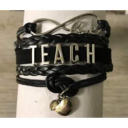 Teacher Bracelet- Black Teacher Infinity Jewelry, Teacher Gift, Show Your Teacher Appreciation