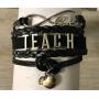 Teacher Bracelet- Black Teacher Infinity Jewelry, Teacher Gift, Show Your Teacher Appreciation