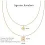 AGVANA 14K Yellow Gold Plated 925 Sterling Silver Layered Coin Compass Moon Star Bee Sun Pendant Necklace Dainty Jewelry Gifts for Women Her Girls Girlfriend Wife Friend Sister with Gift Box, 16+2 Inch Extender