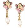 1928 Jewelry Gold-Tone Crystal Pink Porcelain Rose Simulated Pearl Drop Earrings