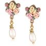 1928 Jewelry Gold-Tone Crystal Pink Porcelain Rose Simulated Pearl Drop Earrings