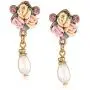 1928 Jewelry Gold-Tone Crystal Pink Porcelain Rose Simulated Pearl Drop Earrings 1928 Jewelry Gold-Tone Crystal Pink Porcelain Rose Simulated Pearl Drop Earrings