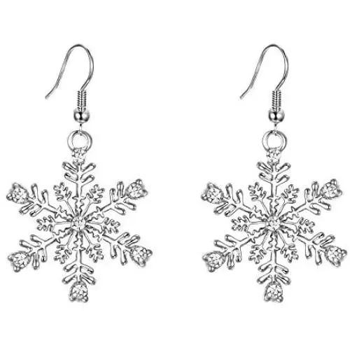 EVER FAITH Austrian Crystal Winter Party Snowflake Pierced Hook Dangle Earrings Clear EVER FAITH Austrian Crystal Winter Party Snowflake Pierced Hook Dangle Earrings Clear