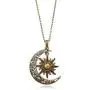 MIXIA Vintage Bronze Crescent Moon and Sun Pendant Necklace Retro Swirl Filigree Unisex Jewelry Gifts MIXIA Vintage Bronze Crescent Moon and Sun Pendant Necklace Retro Swirl Filigree Unisex Jewelry Gifts