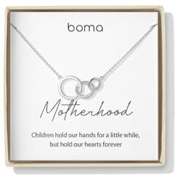 Boma Jewelry Sentiments Collection Motherhood Sterling Silver Interlocking Three Circle Necklace, 20 Inches