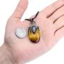 Top Plaza Natural Healing Crystal Stone Pendant Necklaces Crescent Moon Choker Necklace Reiki Oval Gemstone Quartz Jewelry for Womens Mens