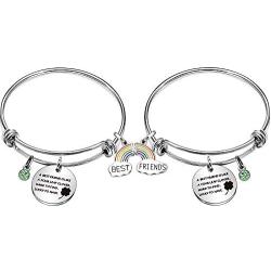 Maxforever Friendship Bangle Gifts 2Pcs Charm Bangles Bracelets for Best Friends Besties Birthday Anniversary Graduation Thanksgiving Christmas