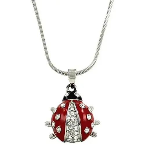 DianaL Boutique Adorable Little Ladybug Pendant and Necklace on 21'' Chain Enamel and Crystals Gift Boxed Fashion Jewelry DianaL Boutique Adorable Little Ladybug Pendant and Necklace on 21'' Chain Enamel and Crystals Gift Boxed Fashion Jewelry