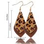 Senteria Genuine Leather Leopard Earrings Set Lightweight Double Layer Teardrop Petal Leaf Leather Dangle Earrings Bohemian Leather Drop Earring for Women Jewelry