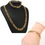 Tuccpai 316L Stainless Steel Mens and Womens Necklace Bracelet Jewelry Set Miami Cuban Necklace