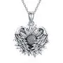 MBSUUH 925 Sterling Silver Oxidation Retro Sunflower Angle Wing Heart Necklace Vintage Pendant Valentines Day Present for Girlfriend-You are My Sunshine