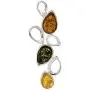 Sterling Silver Multicolor Amber Slider Pendant 18 Inches