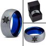 Sheriff Deputy Authoriy Crest Badge Ring - Tungsten Band 8mm - Men - Women - 18k Rose Gold Step Bevel Edge - Yellow - Grey - Blue - Black - Brushed - Polished - Wedding - Gift Dome Flat