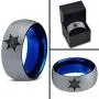 Sheriff Deputy Authoriy Crest Badge Ring - Tungsten Band 8mm - Men - Women - 18k Rose Gold Step Bevel Edge - Yellow - Grey - Blue - Black - Brushed - Polished - Wedding - Gift Dome Flat