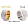 CQFONG Shining Full Rhinestone Stainless Steel Rings for Women & Men Gold Plated 8 Rows Crystal Jewelry