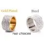 CQFONG Shining Full Rhinestone Stainless Steel Rings for Women & Men Gold Plated 8 Rows Crystal Jewelry