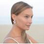 Mariell Bridal and Wedding Rose Gold Handmade Dangle Earrings with Clear Crystal Gems and Ivory Pearls
