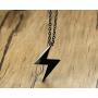 PJ Jewelry Stainless Steel Lightning Bolt Pendant Lightning Flash Thunder Necklace for Men,20'' Chain