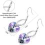 KesaPlan Purple Blue Heart Dangle Earrings for Women Made with Swarovski Crystals Drop Earrings Hypoallergenic Hooks Love Jewelry Gift