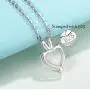 FANCIME Valentines Day Gifts Heart Necklace for Women Sterling Silver Created White Opal Necklace Cubic Zirconia CZ Danity Fine Jewelry for Women 16+2 inches Extender