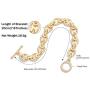 18k Gold Plated Personalized Chunky Cuban Oval Link Chain Bracelets for Men Women Toggle Rope Bracelet Jewelry for Women