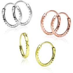 Big Apple Hoops - 1, 2 or 3 Pairs Set Pack of Size 10mm Diamond Cut Hoop Earrings Made from Real Solid 925 Sterling Silver in 3 Color Rose, Silver or Gold with Electrocoated Finish for Anti-Tarnish