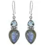YoTreasure 1.65'' Labradorite Blue Topaz Sterling Silver Dangle Earrings YoTreasure 1.65'' Labradorite Blue Topaz Sterling Silver Dangle Earrings