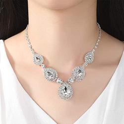 mecresh Bridal Teardrop Jewelry Sets, Crystal Wedding Necklace Earrings Sets Jewelry Engagement