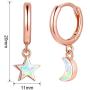 ZEINZE 925 Sterling Silver Star Moon Opal Earrings for Women Girls Cute Bling Drop Dangle Earrings Jewelry Gift Christmas Birthday Gift