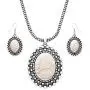 Rosemarie & Jubalee Womens Western Style Silver Tone Concho Medallion with Natural Howlite Necklace Earrings Set, 26''-29'' with 3'' Extension
