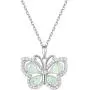 FANCIME Valentines Day Gifts 925 Sterling Silver White Created Opal Butterfly Necklace Cubic Zirconia CZ Fine Jewelry Gifts For Women Girls 16+2'' Extender (Butterfly)