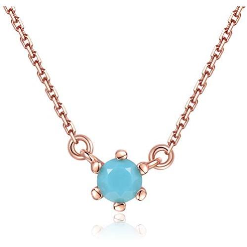 Blossom & Hue 18K Gold Plated Tiny Round Turquoise Pendant Necklace