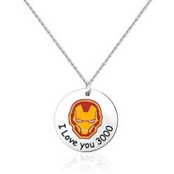 SUNSH I Love You 3000 Pendant Necklace for Women Teen Girls Boys Kids Couple Best Friends Cute Iron Man Fan Gift Inspirational Jewelry Friendship Sister Father Dad Son Mother Daughter Gifts