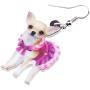 NEWEI Acrylic Sweet Chihuahua Dog Earrings Drop Dangle Animal Jewelry For Gift Girl Women