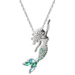 Disney Princess Little Mermaid Sterling Silver Cubic Zirconia Necklace, Official License
