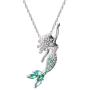 Disney Princess Little Mermaid Sterling Silver Cubic Zirconia Necklace, Official License