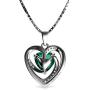 DEPHINI - Green Heart Necklace - 925 Sterling Silver - Peridot Birthstone Embellished with Branded Crystal Pendant - Fine Jewellery Woman Necklace 18'' Rhodium Plated Silver Chain - Cubic Zirconia