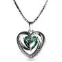 DEPHINI - Green Heart Necklace - 925 Sterling Silver - Peridot Birthstone Embellished with Branded Crystal Pendant - Fine Jewellery Woman Necklace 18'' Rhodium Plated Silver Chain - Cubic Zirconia