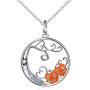 S925 Sterling Silver Pumpkin and Devil Forest or Sunflower Pendant Necklace for Women 18''