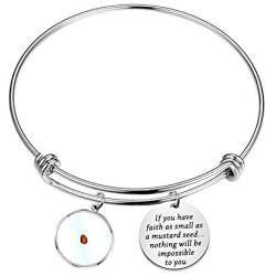 AKTAP Faith Bangle Real Mustard Seed Jewelry Inspirational Religious Gift If You Have Faith As Small As A Mustard Seed Nothing Will Be Impossible