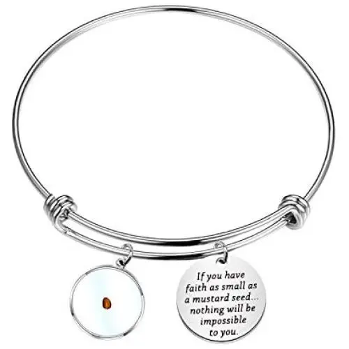 AKTAP Faith Bangle Real Mustard Seed Jewelry Inspirational Religious Gift If You Have Faith As Small As A Mustard Seed Nothing Will Be Impossible AKTAP Faith Bangle Real Mustard Seed Jewelry Inspirational Religious Gift If You Have Faith As Small As A Mustard Seed Nothing Will Be Impossible