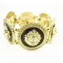 D-Fokes Celebrity Style Inspired Trendy Gold Black Lion Head Medallion Chunky Stretch Bangle Bracelet D-Fokes Celebrity Style Inspired Trendy Gold Black Lion Head Medallion Chunky Stretch Bangle Bracelet
